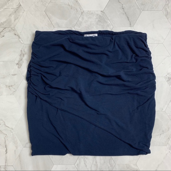 Splendid Ruched Side Mini Skirt Navy XS - Picture 3 of 8